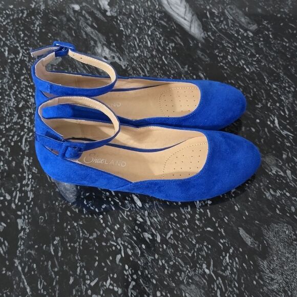 NEW BRAND SHOELAND ADJUSTABLE ANKLE STRAP BUCKLE POINTED Toe LOW WEDGE FLAT G1 - Picture 7 of 15